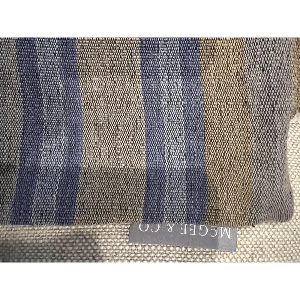 New McGee & Co Linen Blend Accent Pillow Cover Beige Blue Tan Textured